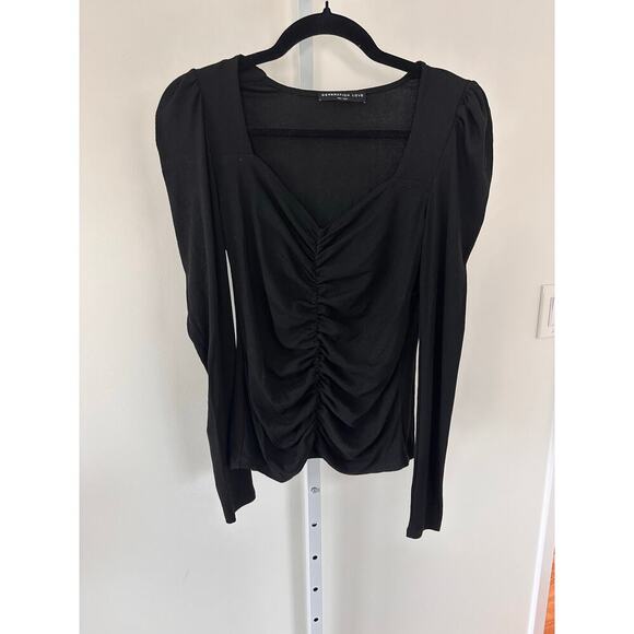 Generation Love Laguna Heart Neck Ruched Ribbed Top Black Small - Picture 6 of 8